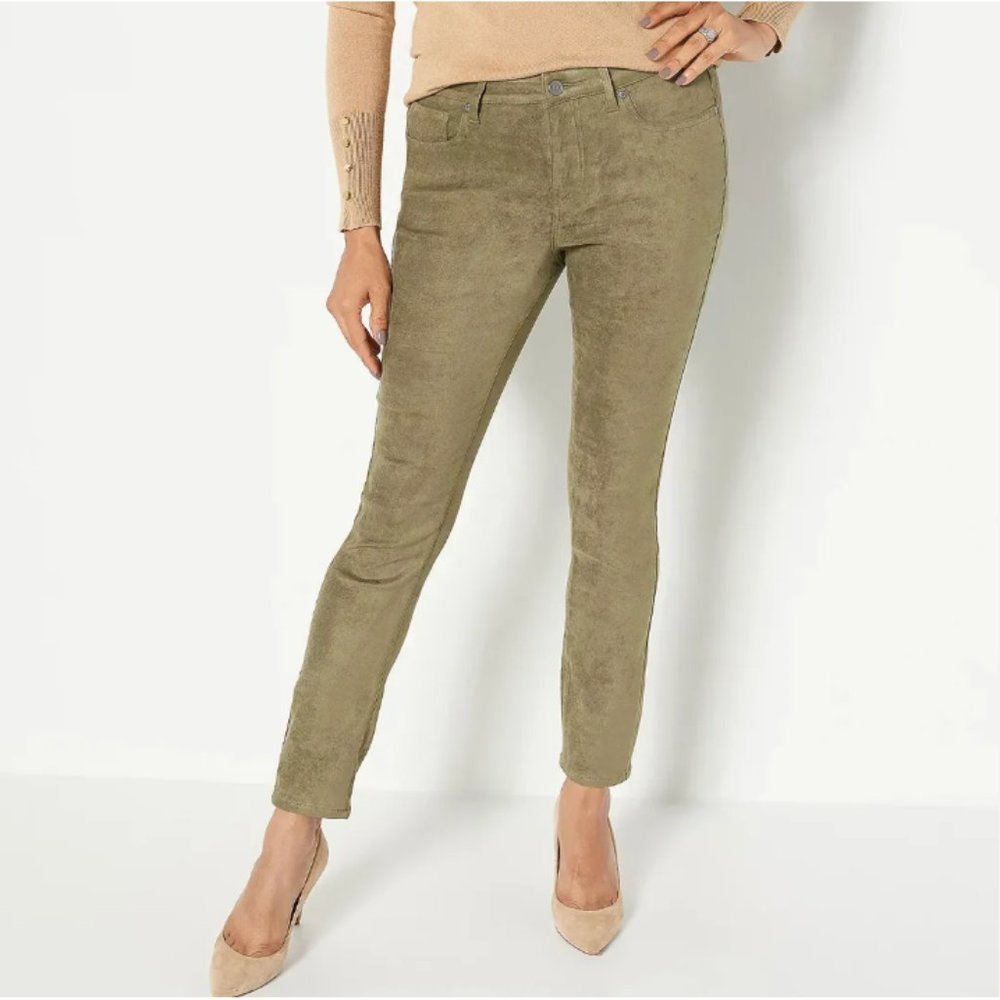 NYDJ Faux Suede Ami Skinny Jeans- Moss - Size 8